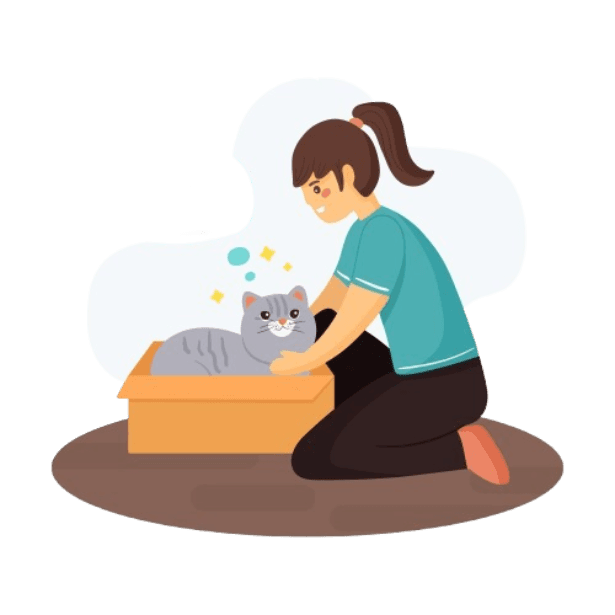 Illustration of a girl rescuing a cat